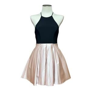 DJ-Jaz Halter Cocktail Dress with Pockets Dusty Pink Black 3